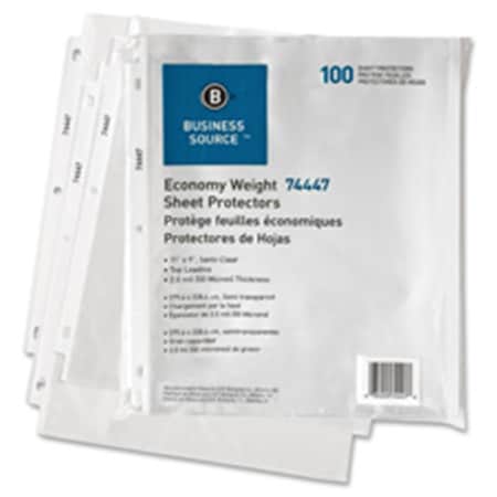 Business Source Sheet Protectors, Top Load, 2.0mil, 11 in. x 8.5 in., Semi-CL, 200PK BU463868